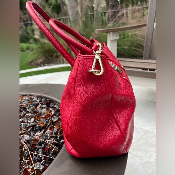 EUC w COA Auth Jimmy Choo Crossbody/Shoulder Bag Red Leather w/Gold Hardware - Picture 7 of 15